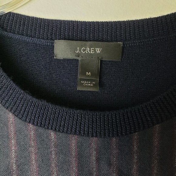 J. Crew Asymmetric Zip Pinstripe Wool Sweater - Picture 4 of 7